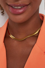Ketting plat met print breder - goud S