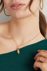 Necklace hand charm with stone - Gold/purple