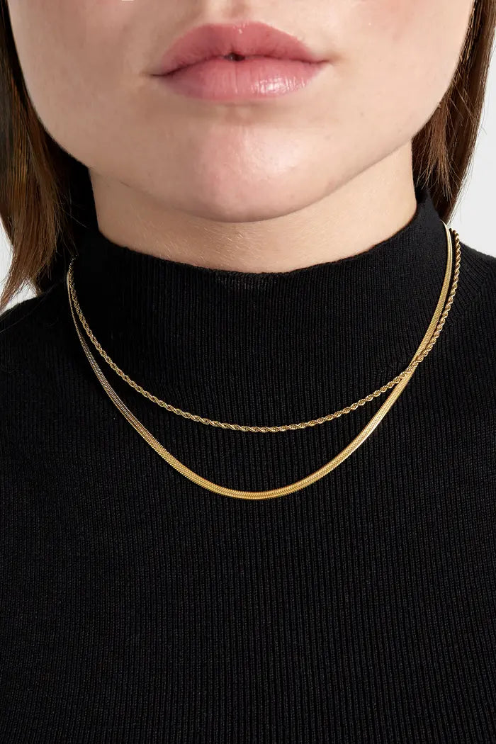 Ketting Double chain & twist - goud