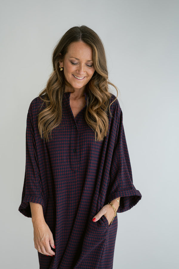 Ivy Dress Bordeaux Check