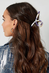 Hair clip curl marble beige L
