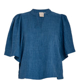 Gaby Pinstripe top Mid blue