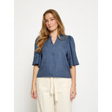 Gaby Pinstripe top Mid blue