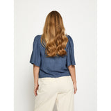 Gaby Pinstripe top Mid blue