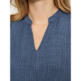 Gaby Pinstripe top Mid blue