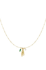 Necklace with open hand charm Green