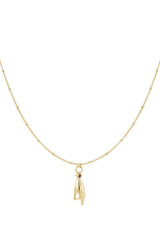 Necklace hand charm with stone - Gold/purple