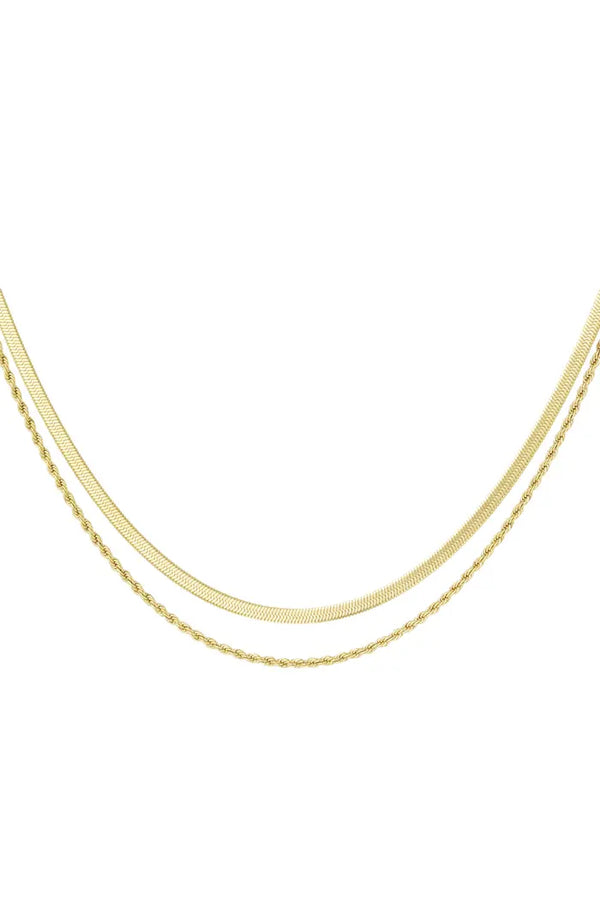 Ketting Double chain & twist - goud