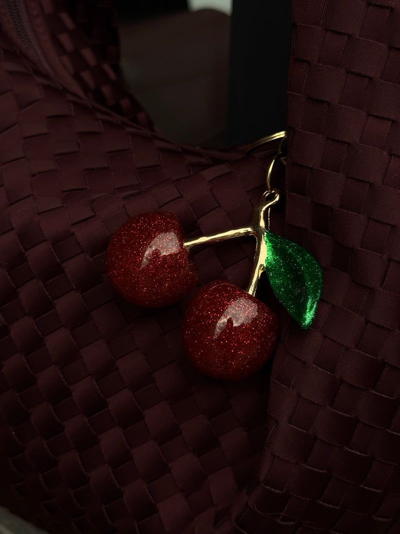 Bag charm - cherry red