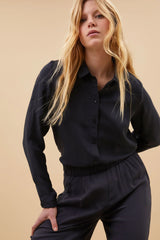 Donna satin stripe blouse Graphite