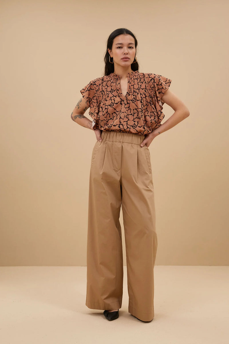 Benji poplin pants Camel