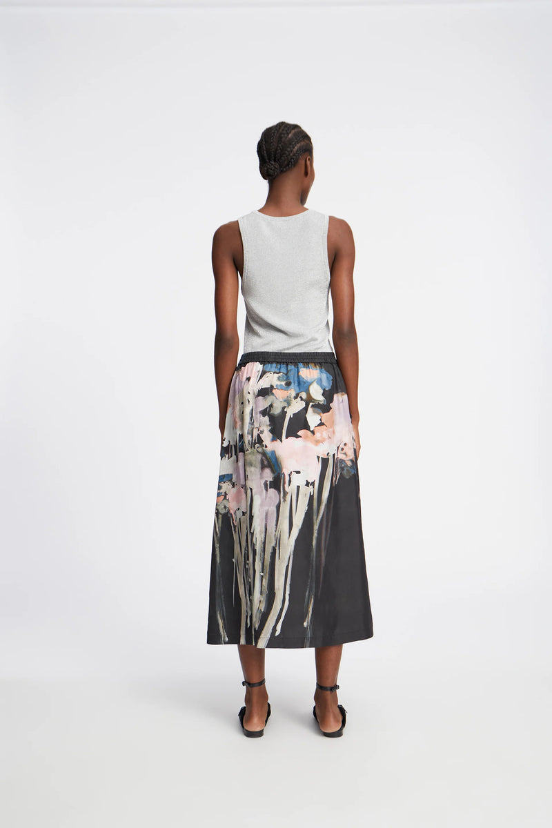 Aruma silk skirt Black print