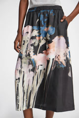 Aruma silk skirt Black print