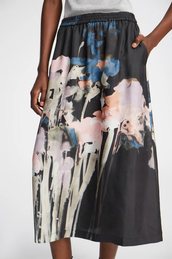 Aruma silk skirt Black print
