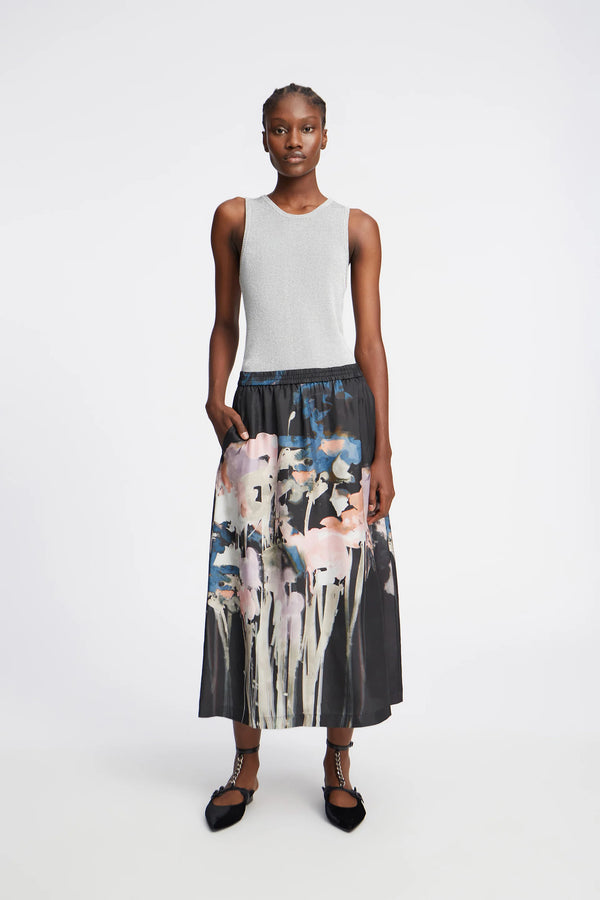 Aruma silk skirt Black print