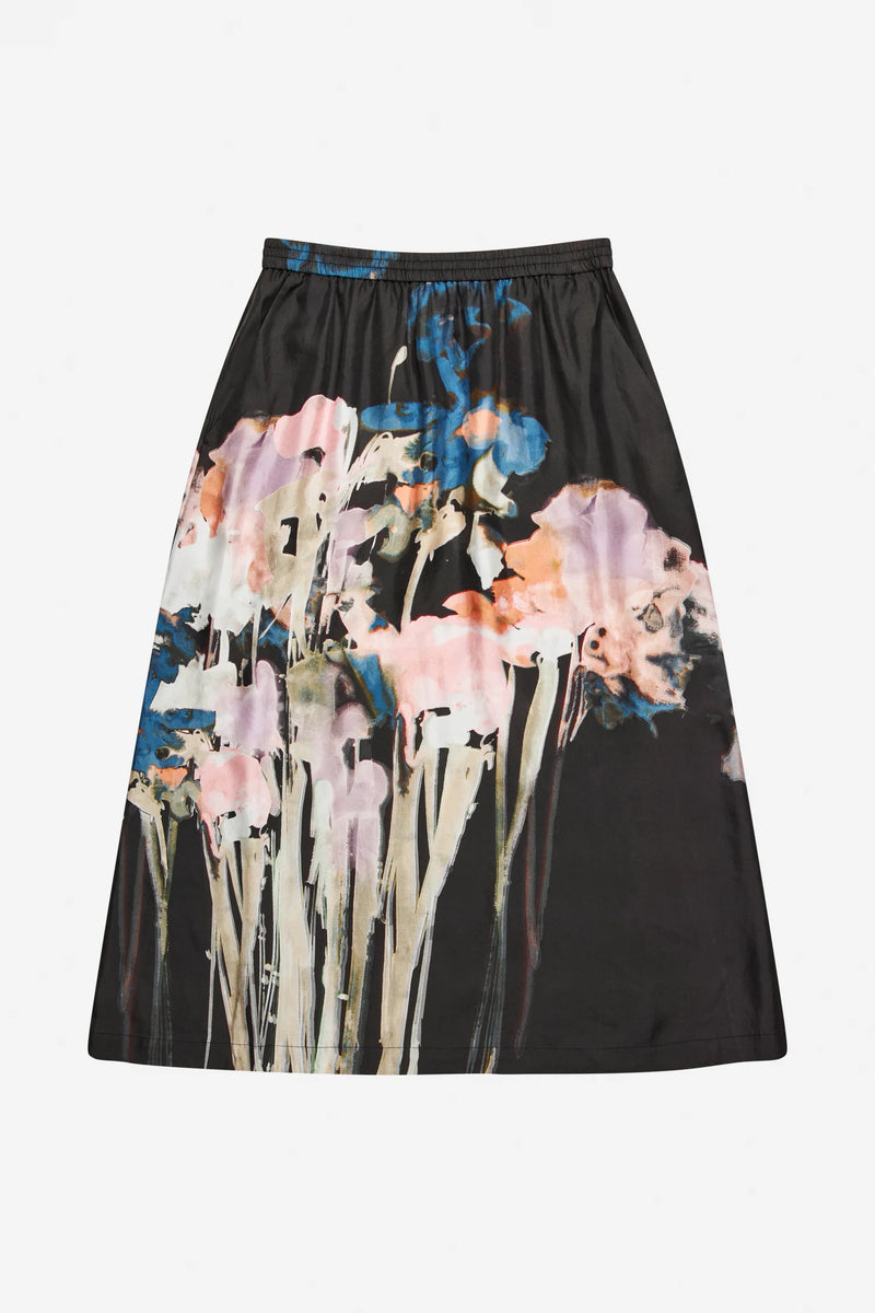 Aruma silk skirt Black print