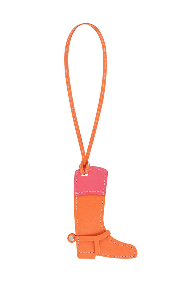 Bag charm - boot orange/pink