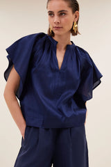 Vina festive blouse Evening blue