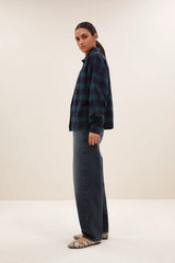 Jada check blouse Bottle green check