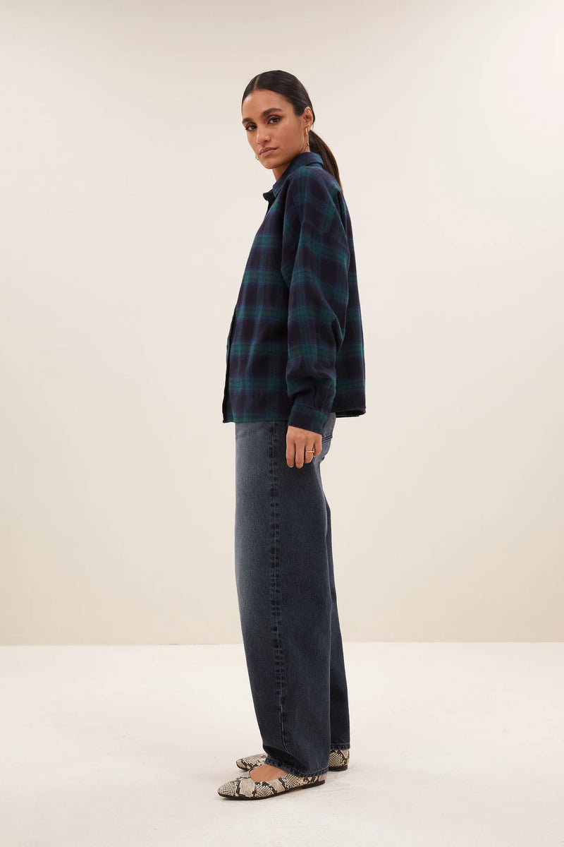 Jada check blouse Bottle green check