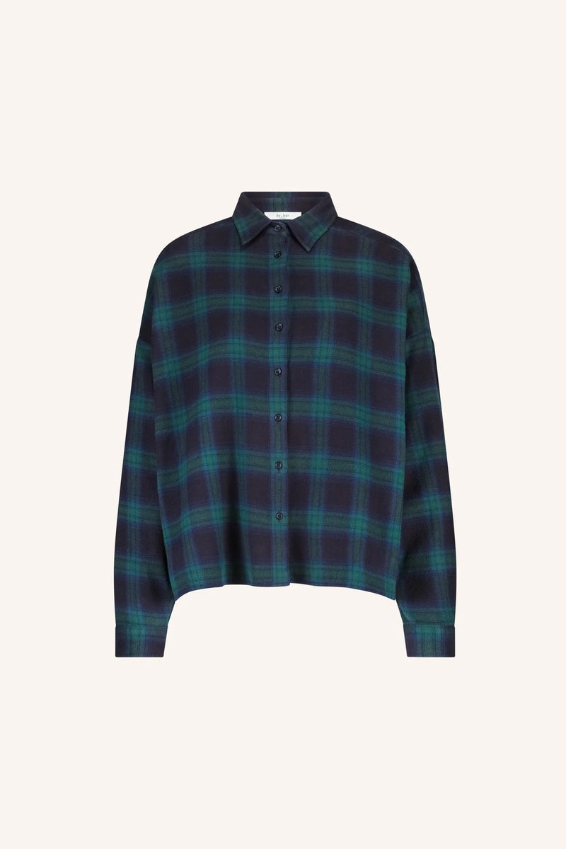 Jada check blouse Bottle green check