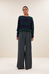 Gwen big stripe pullover Dark green stripe