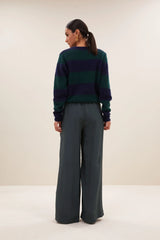 Gwen big stripe pullover Dark green stripe