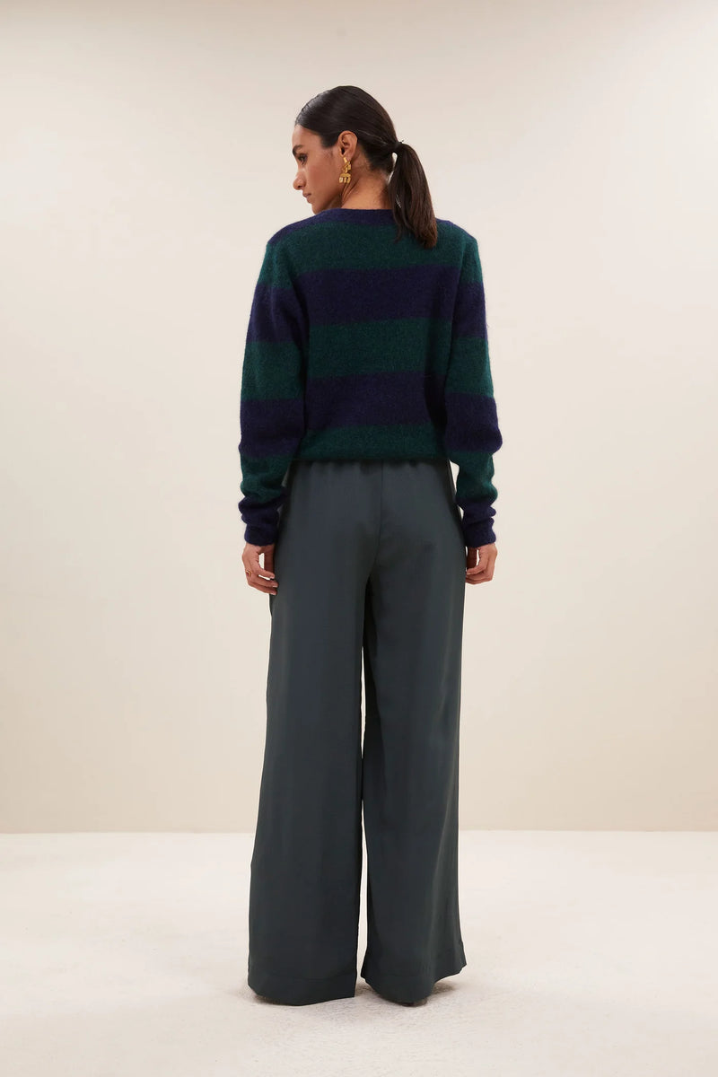 Gwen big stripe pullover Dark green stripe