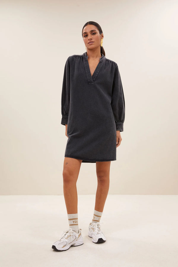 Jina twill dress Jet black