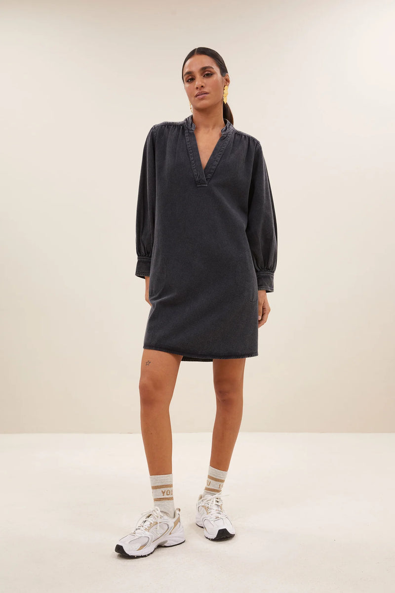Jina twill dress Jet black