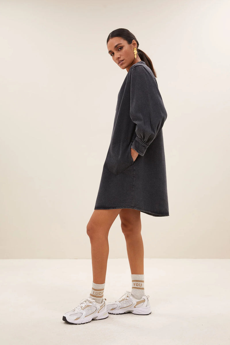 Jina twill dress Jet black