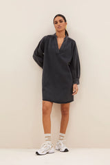 Jina twill dress Jet black