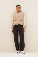 Maggie sleeveless jacket Dark sand