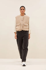 Maggie sleeveless jacket Dark sand