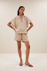 Vina linen blouse Biscuit