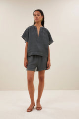 Vina linen blouse Charcoal