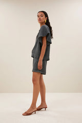 Vina linen blouse Charcoal
