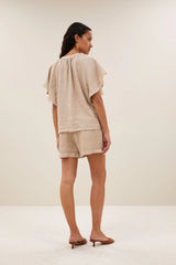 Vina linen blouse Biscuit