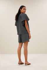 Vina linen blouse Charcoal