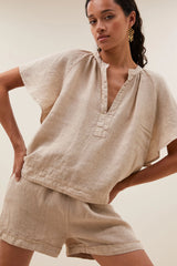 Vina linen blouse Biscuit