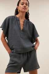 Vina linen blouse Charcoal