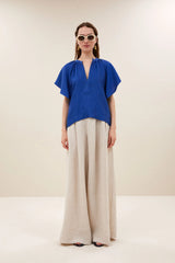 Vina gloss blouse Kingsblue