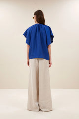 Vina gloss blouse Kingsblue