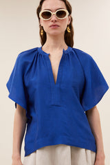 Vina gloss blouse Kingsblue