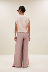 Diede heavy jersey stripe top Sunset rose