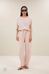 Nilou flame stripe top Light Rose