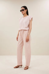 Nilou flame stripe top Light Rose