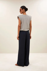 Nilou small stripe top Admiral blue