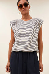 Nilou small stripe top Admiral blue