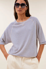 Neva small stripe top Kingsblue
